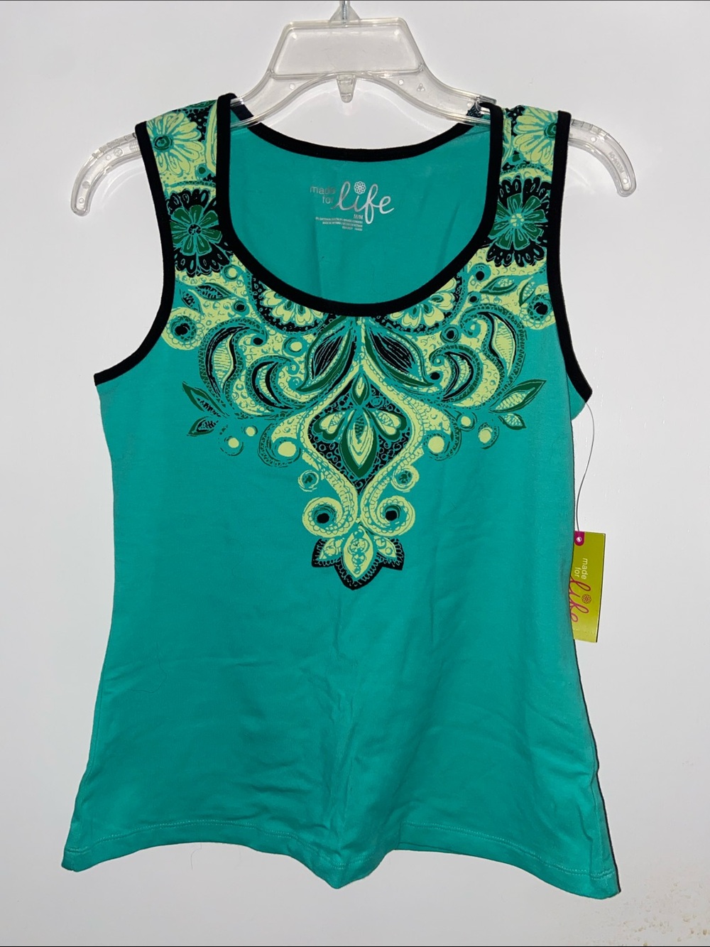 Made For Life Brand Teal Embellished Tank Top Medium NWT